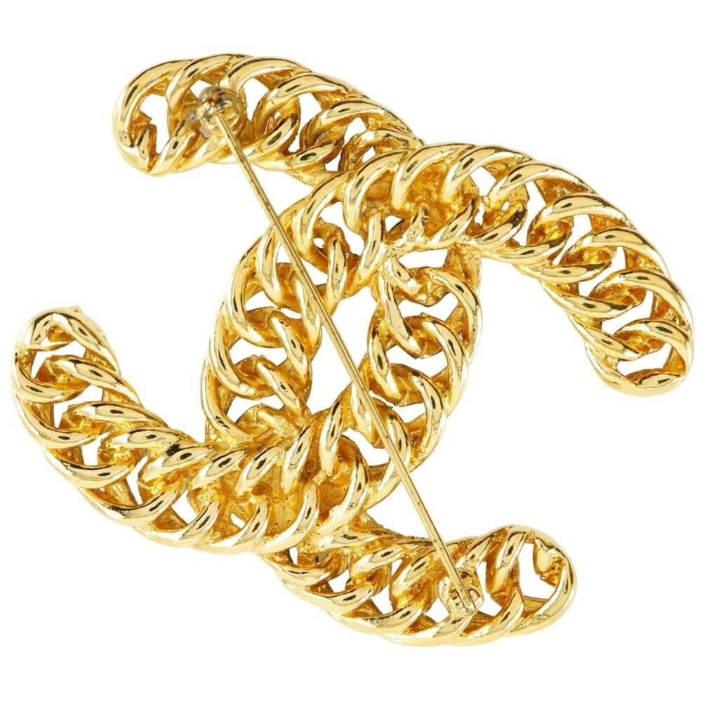 CHANEL Authentic Gold Logo Brooch - Picture 2 of 6